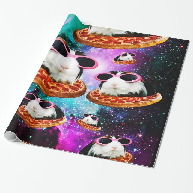 Funny space guinea pig wrapping paper (Unrolled)