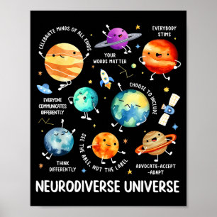 Funny space neurodiversity universe sped autism poster