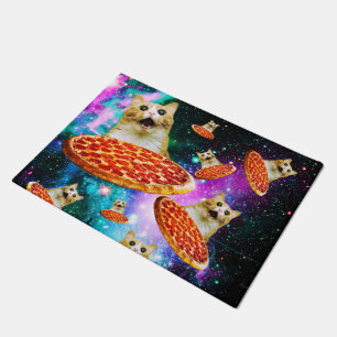 Funny space pizza cat doormat