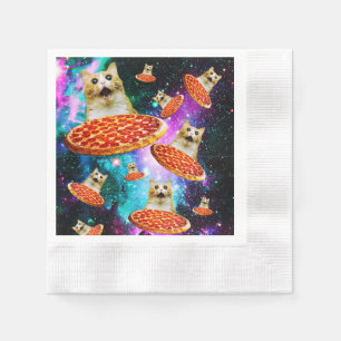 Funny space pizza cat napkin