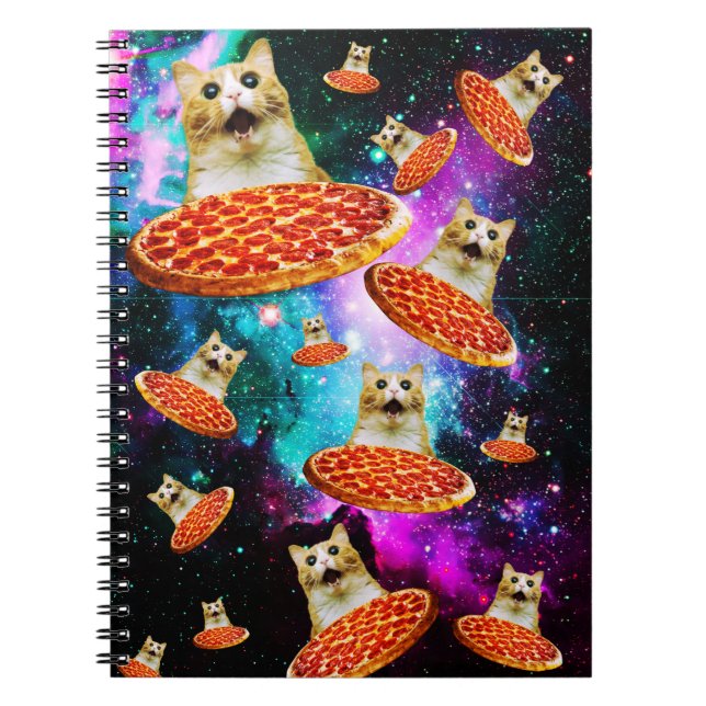Funny space pizza cat notebook (Front)
