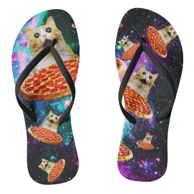 Funny space pizza cat thongs (Footbed)