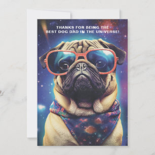 Funny Space Pug with Sunglasses Father's Day Holiday Card