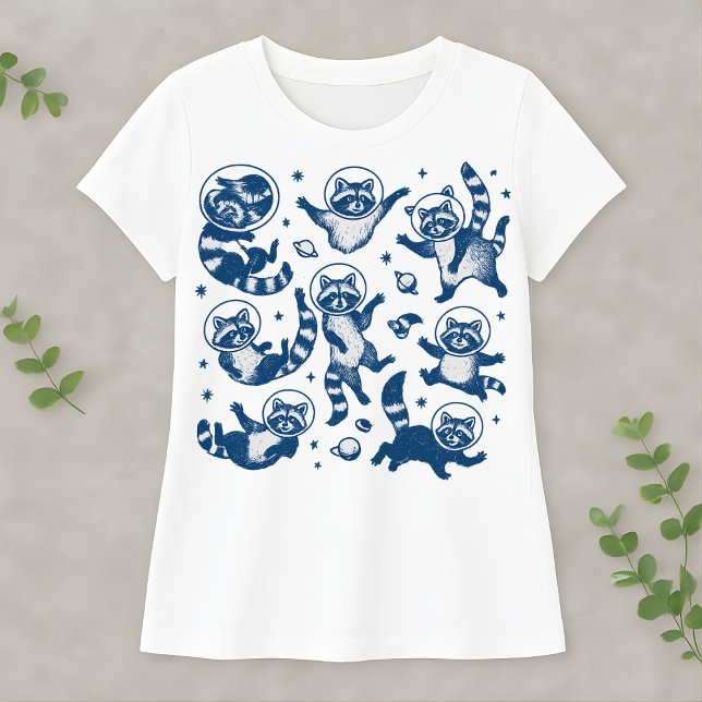 Funny Space Racoon Ivory Cute Astronaut Animal T-Shirt (Creator Uploaded)