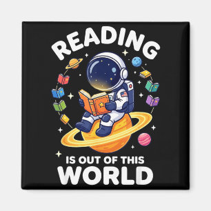 Funny space reading is out of this world books magnet