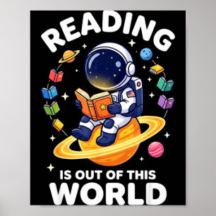 Funny space reading is out of this world books poster