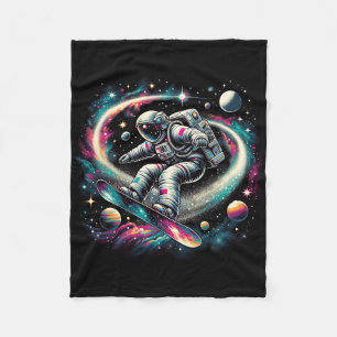 Funny Space Snowboarding Astronaut On Snowboarder Fleece Blanket