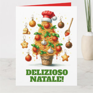 Funny Spaghetti Christmas Tree Delizioso Natale! Card
