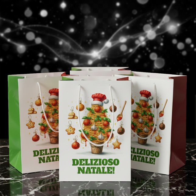 Funny Spaghetti Christmas Tree Delizioso Natale! Medium Gift Bag (Delizioso Natale! Spaghetti Christmas Tree Gift Bags Cover Photo)