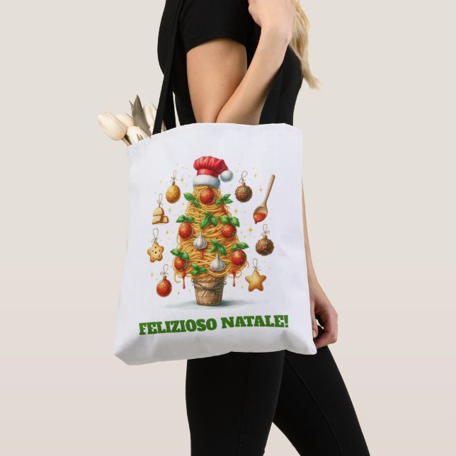 Funny Spaghetti Christmas Tree Delizioso Natale! Tote Bag (Close Up)