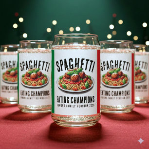 Funny Spaghetti Eating Champion Family Reunion Can Glass