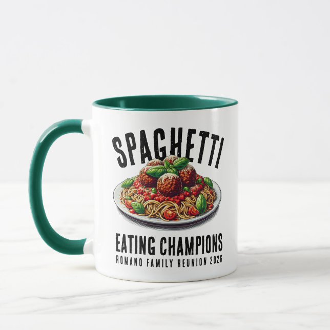 Funny Spaghetti Eating Champions Family Reunion Mug (Left)