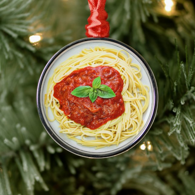 Funny Spaghetti Gag Gift Food Christmas   Metal Ornament (Tree)