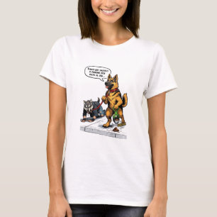 Funny Spanish Dog Walking Human Therian Comic  T-Shirt