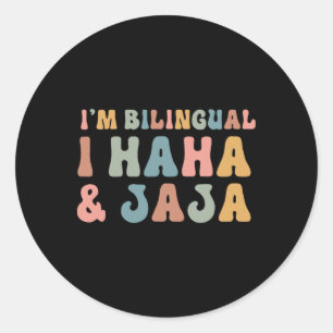 Funny Spanish Teacher Groovy I'm Bilingual I Haha  Classic Round Sticker