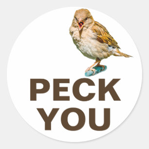 Funny Sparrow - Peck You Classic Round Sticker