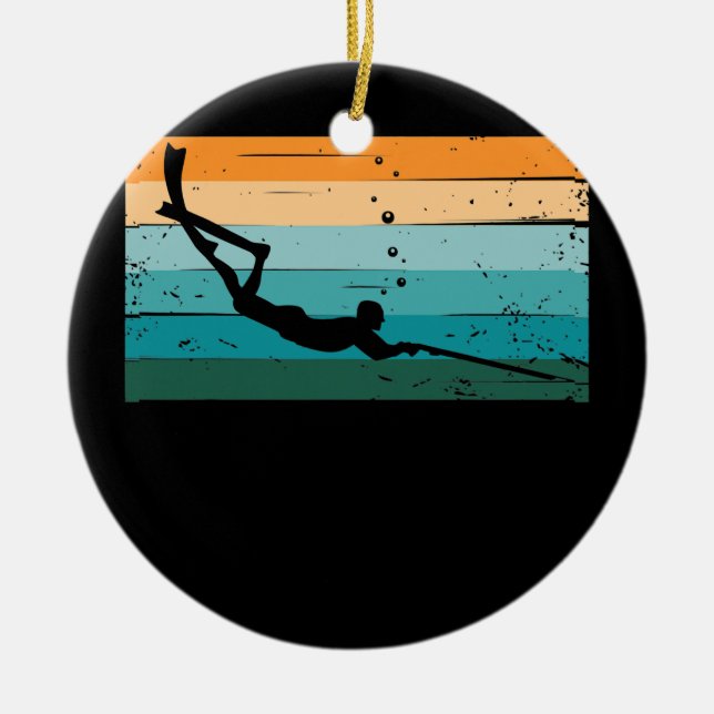 Funny Spearfishing Gift For Men Women Dive Ceramic Ornament (Front)