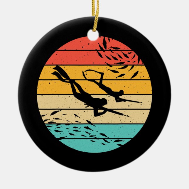 Funny Spearfishing Gift For Men Women Dive Ceramic Ornament (Front)
