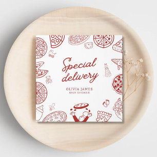 Funny special delivery pizza baby shower guest book