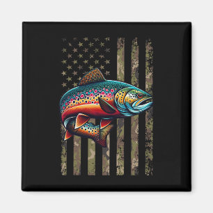 Funny Speckled Brook Trout American Flag Fishing M Magnet