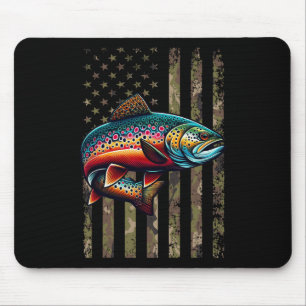 Funny Speckled Brook Trout American Flag Fishing M Mouse Pad