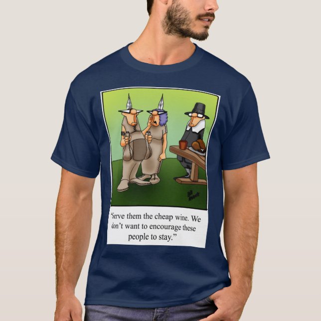 Funny Spectickles Thanksgiving Wine toon Humour T-Shirt (Front)