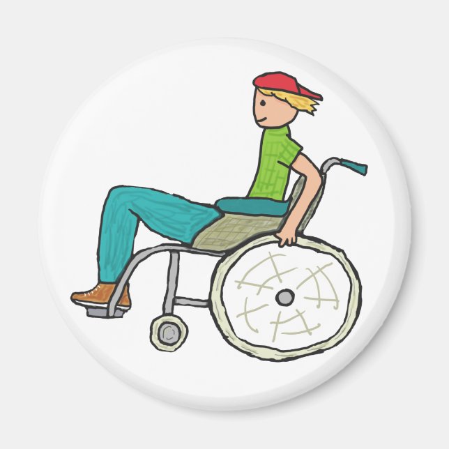 Funny Speedy Wheelchair User Magnet (Front)