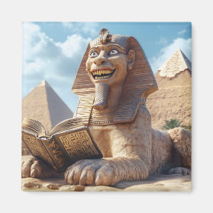 Funny Sphinx Statue Reading Ancient Book in Egypt  Magnet
