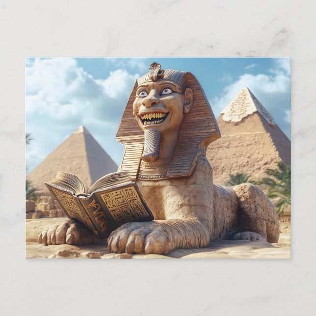 Funny Sphinx Statue Reading Ancient Book in Egypt  Postcard (Front)