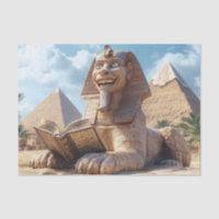 Funny Sphinx Statue Reading Ancient Book in Egypt