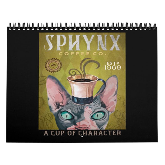 Funny Sphynx Cat Coffee Co. A Cup Of Character Calendar (Cover)