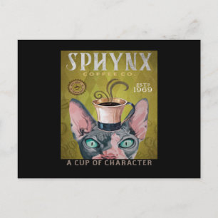 Funny Sphynx Cat Coffee Co. A Cup Of Character Postcard
