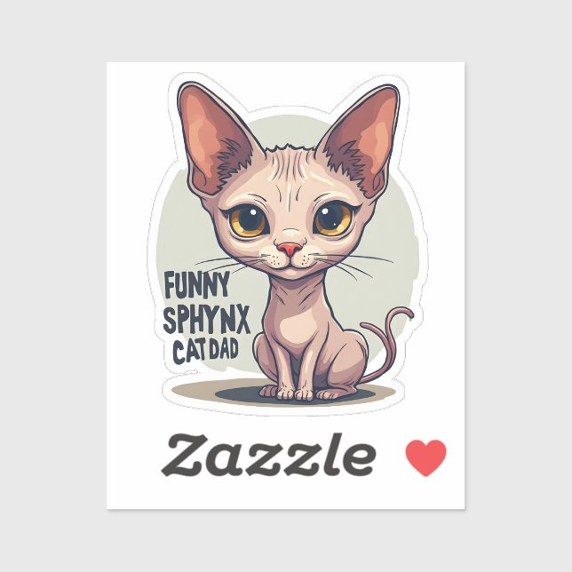 Funny Sphynx Cat Dad Cartoon Art (Sheet)