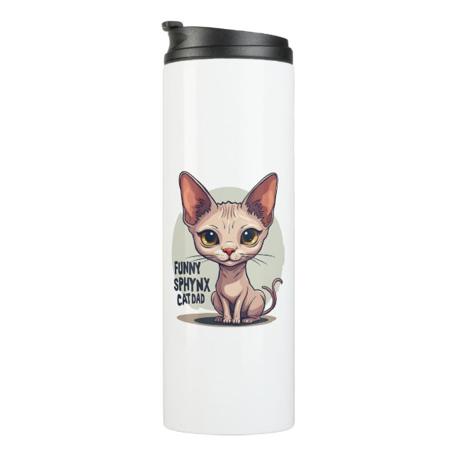 Funny Sphynx Cat Dad Cartoon Art Thermal Tumbler (Rotated Right)