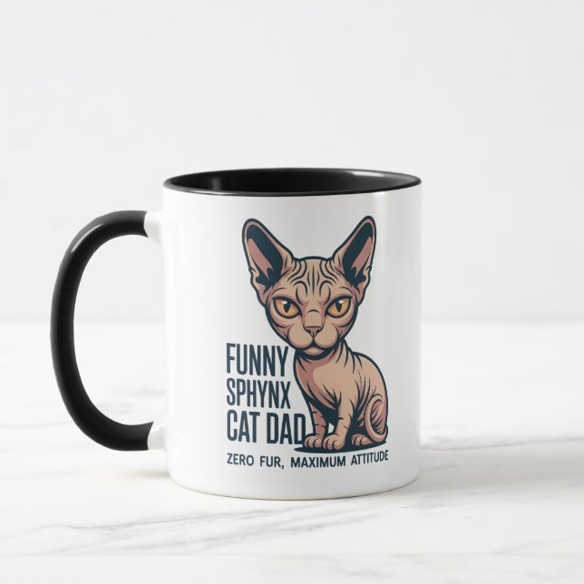 Funny Sphynx Cat Dad Illustration Mug (Left)