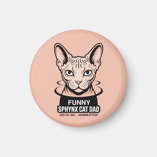 Funny Sphynx Cat Dad Vector Art Magnet (Front)