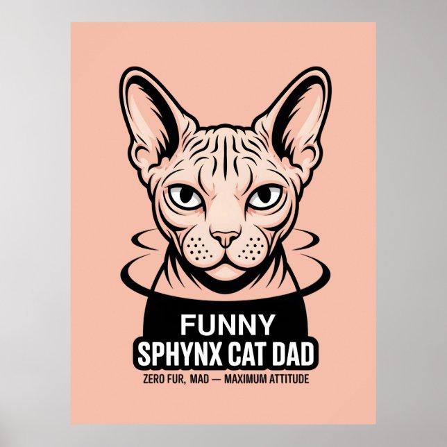 Funny Sphynx Cat Dad Vector Art Poster (Front)