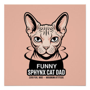 Funny Sphynx Cat Dad Vector Art Poster