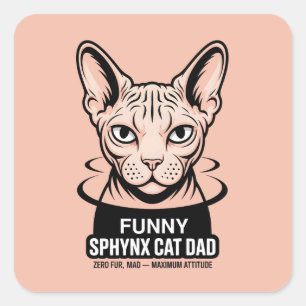 Funny Sphynx Cat Dad Vector Art Square Sticker