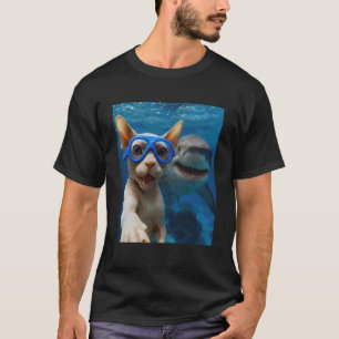 Funny Sphynx Cat Selfie with Shark Ocean Lovers T-Shirt