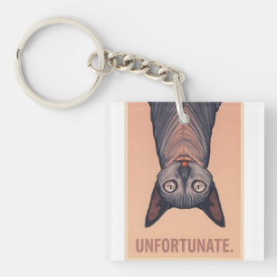Funny Sphynx Cat Unfortunate Meme Art - Sarcastic Key Ring