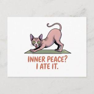 Funny Sphynx Cat Yoga Cartoon Art Postcard