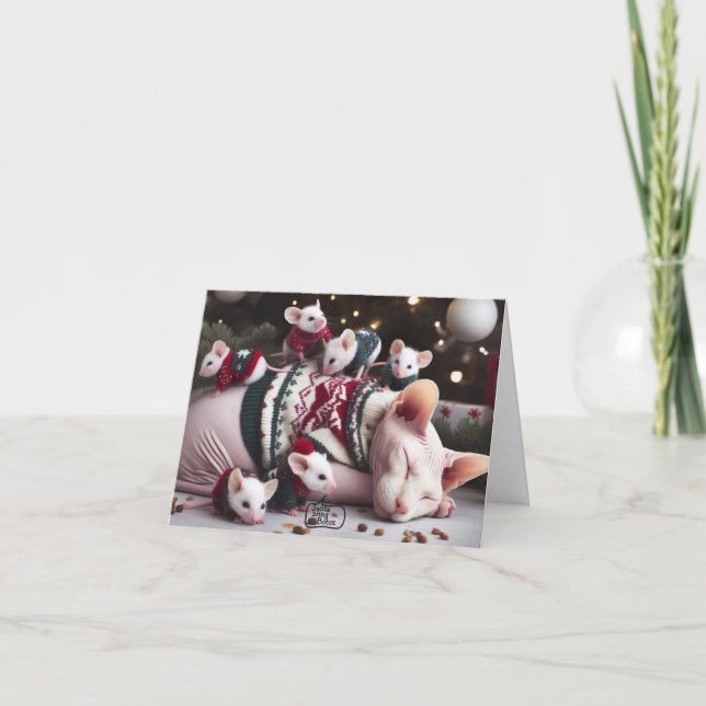 Funny Sphynx Christmas Card (Front)
