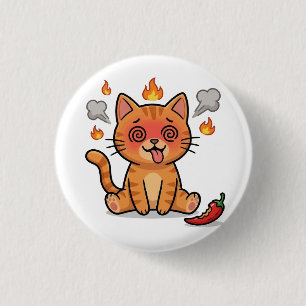 Funny Spicy Cat Eating Chili Button