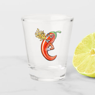 Funny Spicy Chilli On Fire Shot Glass