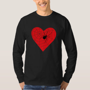 Funny Spider Heart Valentines Day Cool Spider Web  T-Shirt