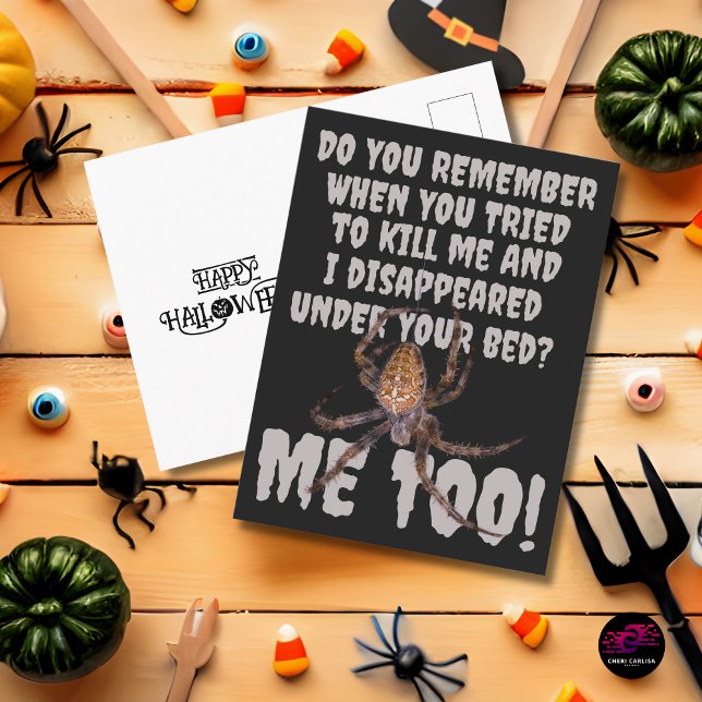 Funny Spider Revenge Halloween Postcard (Send this to someone who “doesn’t like spiders.” 🕷️)