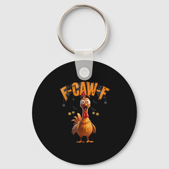 Funny Spider Web Chicken F-caw-f  Key Ring (Front)