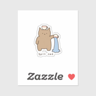 Funny Spill Cat Kawaii Brown Kitty Illustration