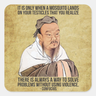 Funny Spiritual Quote - Mosquito on Testicles Square Sticker